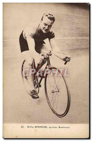 Carte Postale Ancienne Velo Cycle Cyclisme Willie Spencer sprinter americain