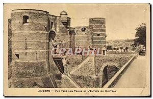 Carte Postale Ancienne Angers vue Vers Les Tours Et L'Entrée Du Château
