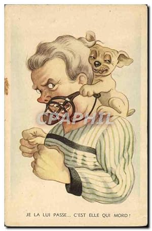 Image du vendeur pour Carte Postale Ancienne Humour Chien Museliere mis en vente par CPAPHIL