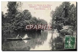 Carte Postale Ancienne Nogent Le Perreux L'île d'amour Barque Bateau