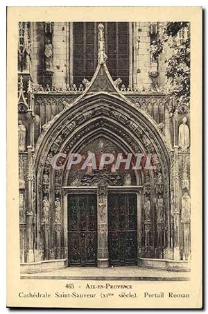 Carte Postale Ancienne Aix en Provence Cathédrale Saint Sauveur Portail roman