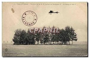 Carte Postale Ancienne Aviation Avion Camp de Chalons Un beau vol de Latham sur Antoinette IV au ...
