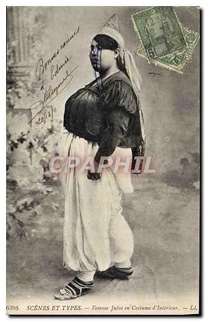 Carte Postale Ancienne Judaica Juif Judaïca Femme juive en costume d'intérieur