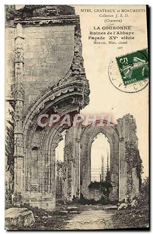 Carte Postale Ancienne La Couronne Ruines de l'abbaye Façade 15eme