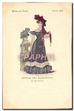 Bild des Verkufers fr Carte Postale Ancienne Mode Coiffe Femme Journal des demoiselles Rue Drouot Anne 1824 zum Verkauf von CPAPHIL