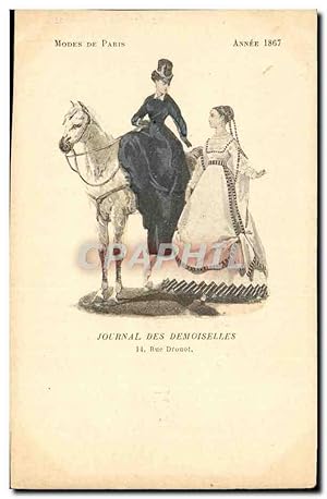 Bild des Verkufers fr Carte Postale Ancienne Mode Coiffe Femme Journal des demoiselles Rue Drouot Anne 1867 Cheval zum Verkauf von CPAPHIL