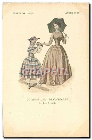 Bild des Verkufers fr Carte Postale Ancienne Mode Coiffe Femme Journal des demoiselles Rue Drouot Anne 1846 zum Verkauf von CPAPHIL