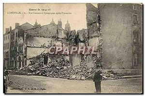Carte Postale Ancienne Judaica Juif Luneville Rue Castara et synagogue apres l'incendie Militaria