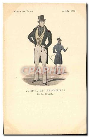 Bild des Verkufers fr Carte Postale Ancienne Mode Coiffe Femme Journal des demoiselles Rue Drouot Anne 1833 zum Verkauf von CPAPHIL