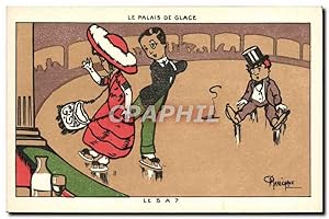 Image du vendeur pour Carte Postale Ancienne Sports d'hiver Patinage Le palais de glace Illustrateur Marechaux mis en vente par CPAPHIL