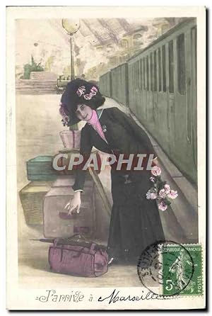 Carte Postale Ancienne Train Locomotive Femme