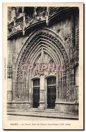 Carte Postale Ancienne Niort Le Portail Nord de L'Eglise Notre Dame