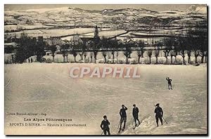 Image du vendeur pour Carte Postale Ancienne Sports d'hiver Ski Les Alpes Skieurs a l'entrainement mis en vente par CPAPHIL