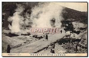 Carte Postale Ancienne Volcan Japon Nippon Hondaya Unzen Nishi no Kawara Seshichi Jigoku Nagashi Ken