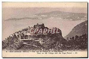 Carte Postale Ancienne Eze vue sur le Village et le Cap Ferrat