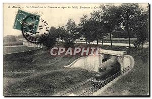 Carte Postale Ancienne Train Locomotive Agen Pont canal sur la Garonne et ligne du Midi Bordeaux ...