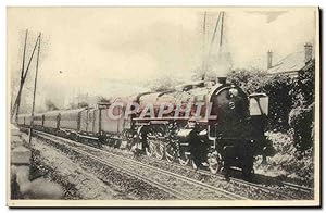 Carte Postale Ancienne Train Locomotive Region de l'Ouest Le rapide Cherbourg Paris dans la banli...