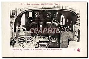 Carte Postale Ancienne Train Locomotive Machine 230 994 vue intérieure de l'abri du mecanicien