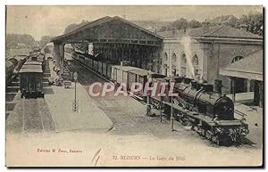 Carte Postale Ancienne Train Locomotive Beziers Gare du Midi