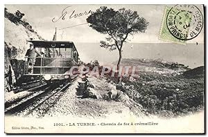 Carte Postale Ancienne Train Locomotive La Turbie Chemin de fer a cremaillere