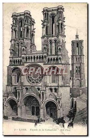 Carte Postale Ancienne Laon Façade de la Cathédrale