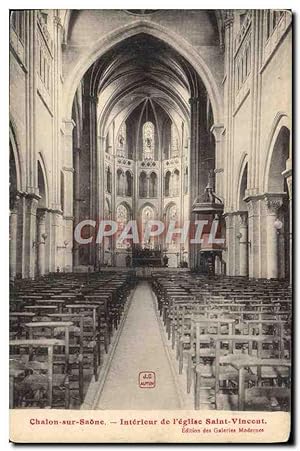 Carte Postale Ancienne Chalon Sur Saone Intérieur De I'Eglise Saint Vincent