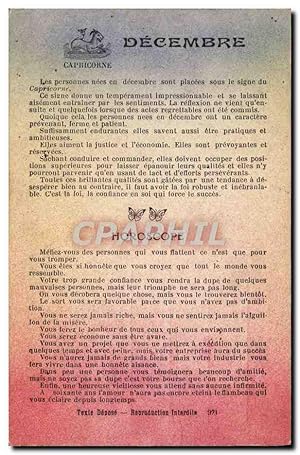 Carte Postale Ancienne Horoscope Decembre Papillon Capricorne