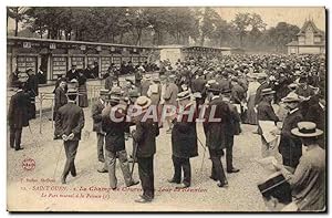 Carte Postale Ancienne Cheval Equitation Hippisme Saint-Ouen Le champ de courses Jour de reunion ...