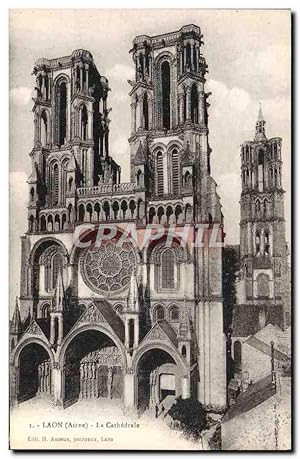 Carte Postale Ancienne Laon La Cathédrale