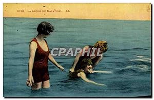 Image du vendeur pour Carte Postale Ancienne Maillots de bains Femme La lecon de natation mis en vente par CPAPHIL