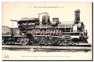 Carte Postale Ancienne Train Locomotive Machine de trains express