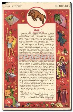 Carte Postale Ancienne Horoscope Belier