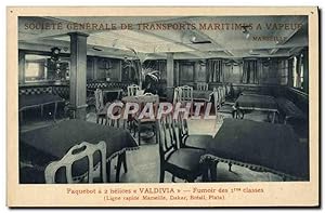 Carte Postale Ancienne Bateau Paquebot a 2 helices Valdivia Fumoir des 1eres classes Tabac Ligne ...