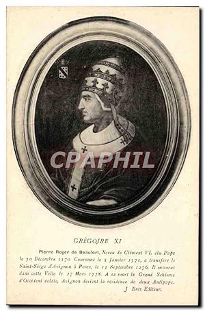 Carte Postale Ancienne Pape Gregoire XI Pierre Roger de Beaufort Neveu de Clement VI