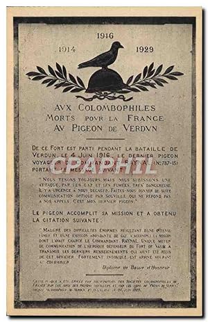 Carte Postale Ancienne Militaria Avx Pigeon De Verdun Fort de Vaux
