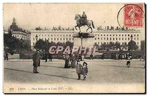 Carte Postale Ancienne Lyon Place Bellecour et Louis XIV