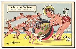 Bild des Verkufers fr Carte Postale Ancienne Fantaisie Illustrateur Jean de Preissac L'union fait la force zum Verkauf von CPAPHIL