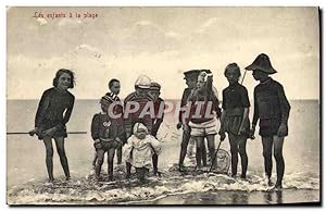 Carte Postale Ancienne Les enfants a la plage Maillot de Bains