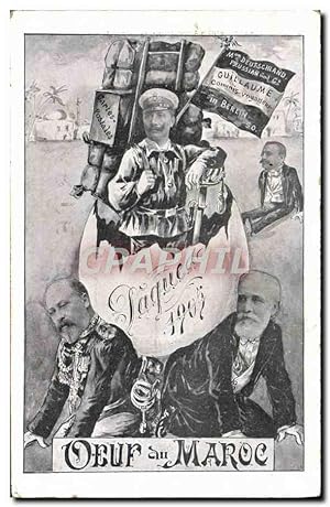 Carte Postale Ancienne Politique Satirique Oeuf du Maroc Pâques 1905 Guillaume Berlin