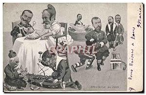 Carte Postale Ancienne Politique Satirique Spectacle du jour Loubet Nicolas II Russie Russia