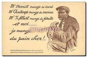 Carte Postale Ancienne Politique Satirique Mr Herriot mange du cure Chautemps moine Albert Jesuit...