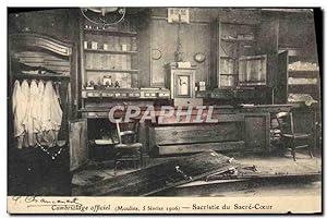 Carte Postale Ancienne Cambriolage officiel Moulins Fevrier 1906 Sacristie du Sacre Coeur