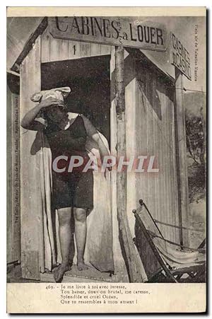 Image du vendeur pour Carte Postale Ancienne Folklore Maillot de Bains Femme Cabines a louer mis en vente par CPAPHIL