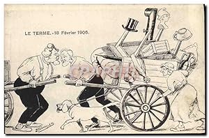 Carte Postale Ancienne Politique Satirique Le Terme 18 fevrier 1906 Charette Chien