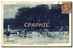 Image du vendeur pour Carte Postale Ancienne Paris Exposition coloniale internationale Paris 1931 Parc zoologique Les autruches La savane africaine Zebre mis en vente par CPAPHIL