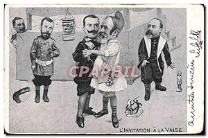 Carte Postale Ancienne Politique Satirique l'invitation a la valse Alphonse XIII Loubet Nicolas I...