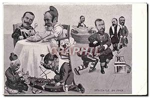 Carte Postale Ancienne Politique Satirique Spectacle du jour Loubet Nicolas II Russie Russia