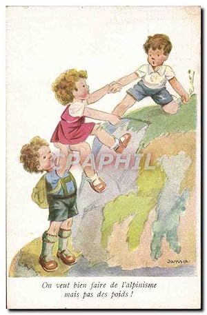 Bild des Verkufers fr Carte Postale Ancienne Fantaisie Illustrateur Janser Enfants Escalade zum Verkauf von CPAPHIL