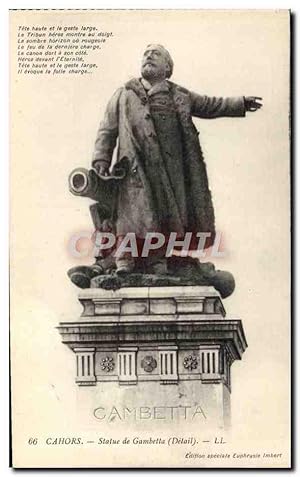 Carte Postale Ancienne Cahors Statue de Gambetta