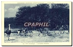 Image du vendeur pour Carte Postale Ancienne Paris Exposition coloniale internationale Paris 1931 Parc zoologique Les autruches La savane africaine Zebre mis en vente par CPAPHIL